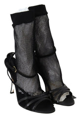 Sandales de stiletto en maille noire chic