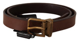 Ceinture en cuir brun élégant avec boucle dorée