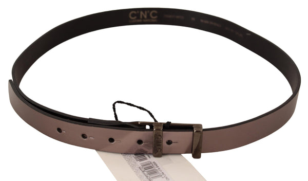 Ceinture en cuir métallique rose chic avec boucle en bronze