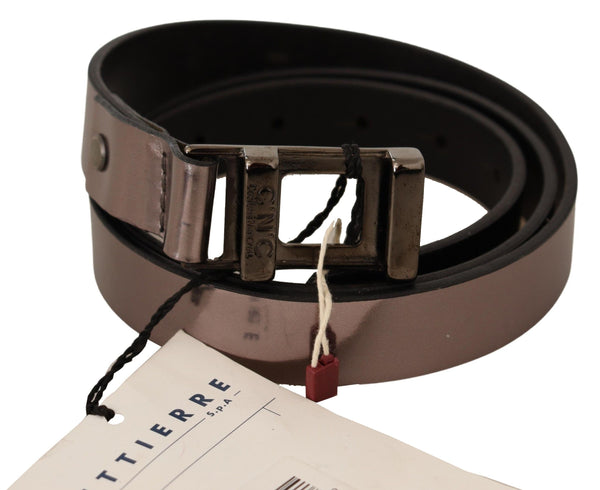 Chic Pink Metallic Leath Belt con fibbia in bronzo