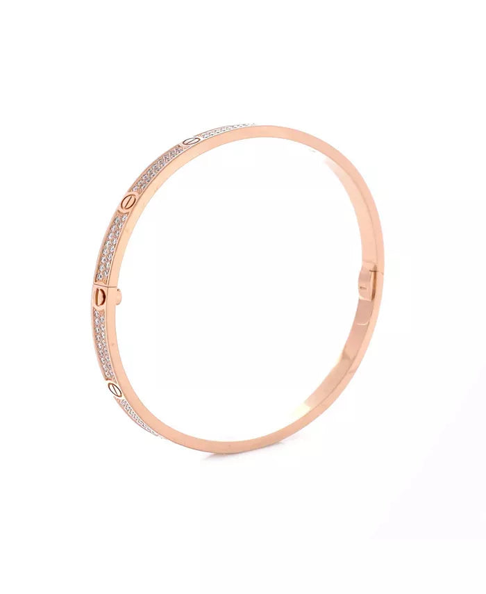Small Love Bracelet 18K Rose Gold with Pave Diamonds
