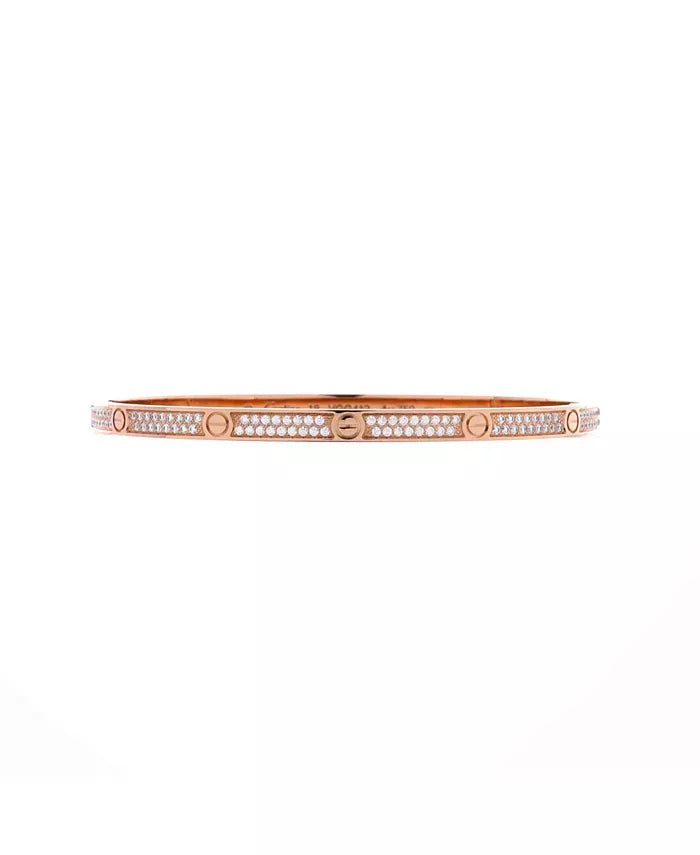 Small Love Bracelet 18K Rose Gold with Pave Diamonds