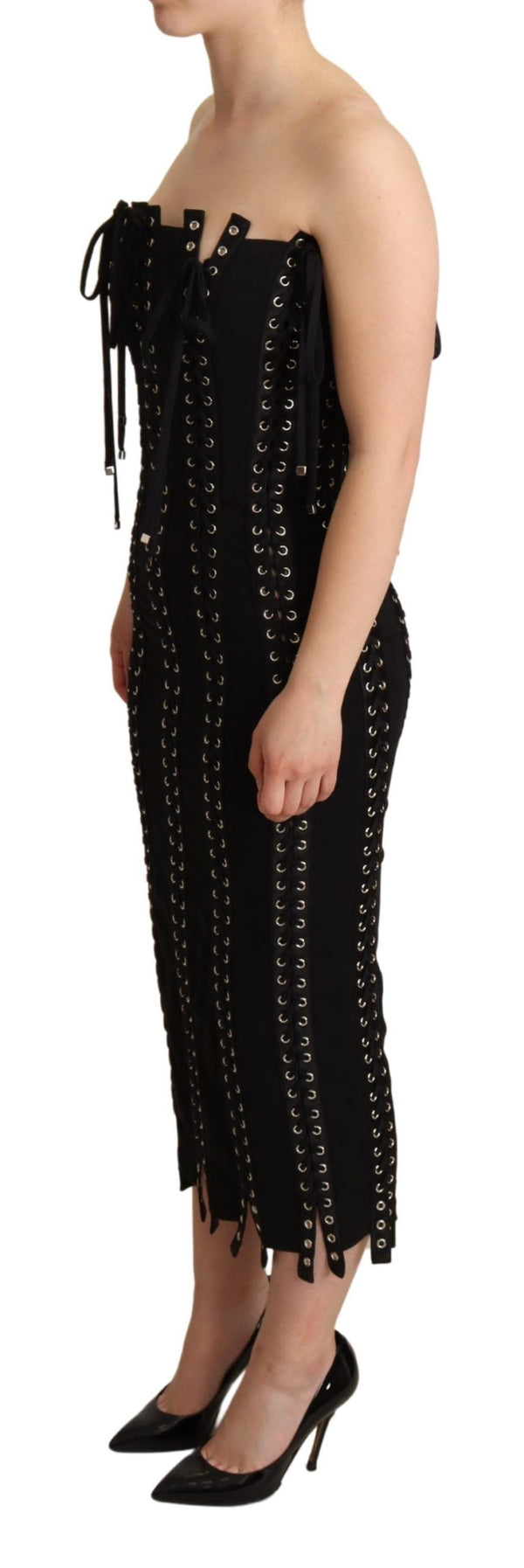 Vestido elegante con Lace-Up Midi Midi