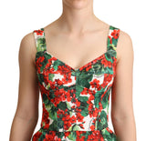 Chic Red Geranium Print Αμάνικο Jumpsuit