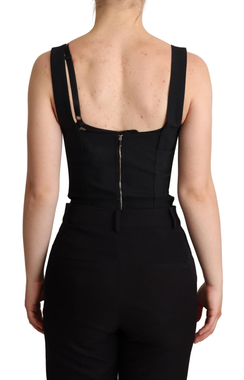 Elegante vestido de corsé de cuerda de encaje negro