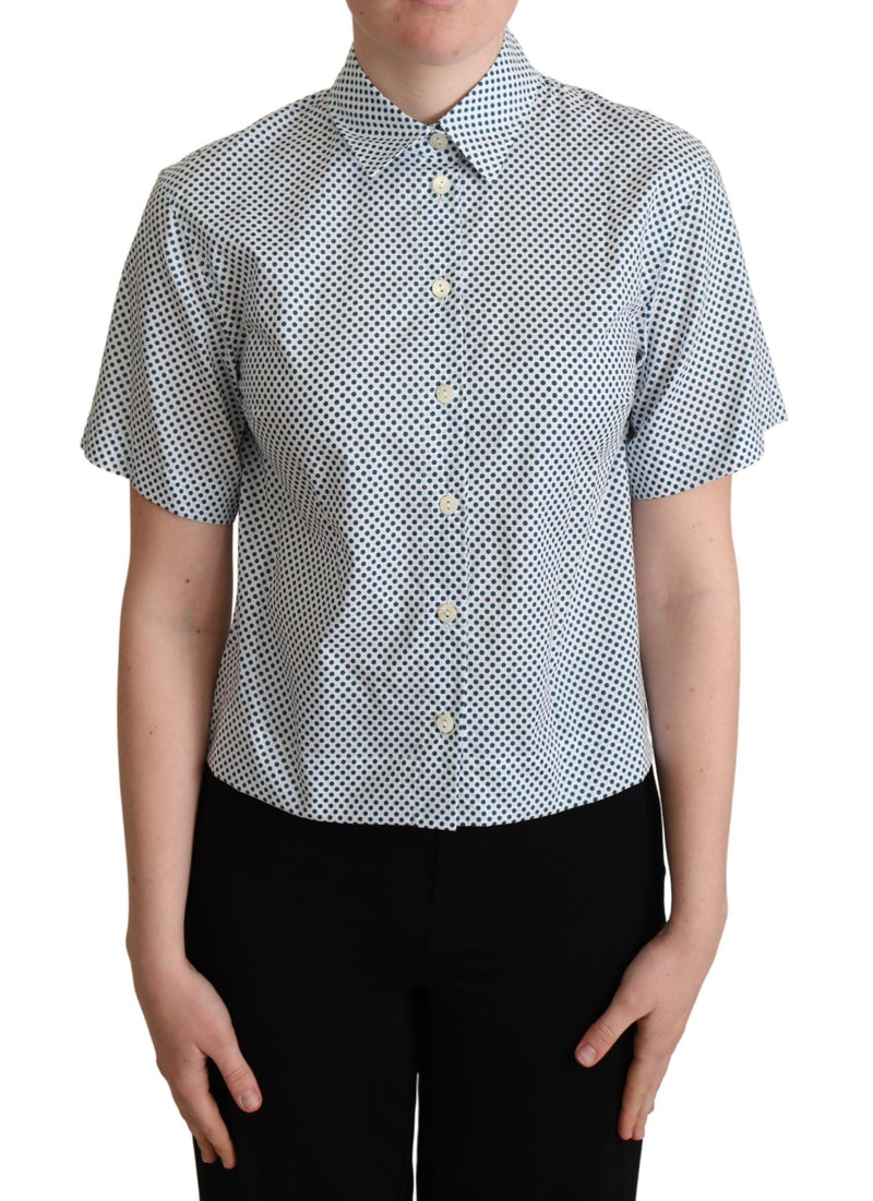 Elegante camisa de algodón de lunares