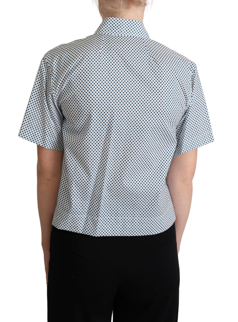 Elegante camisa de algodón de lunares