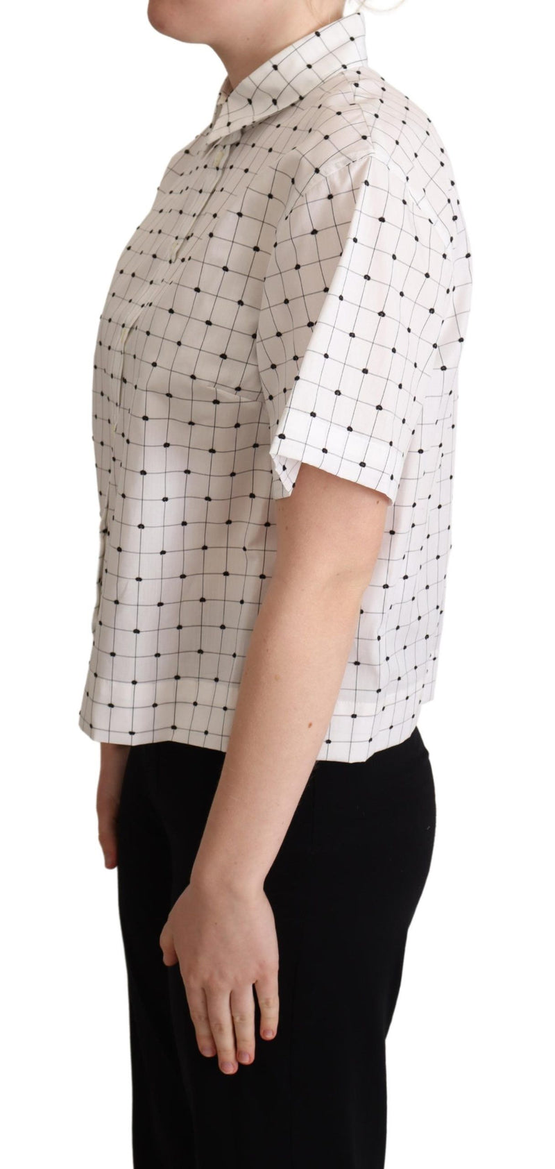 Chic Monochrom Polka Dot Polo Top