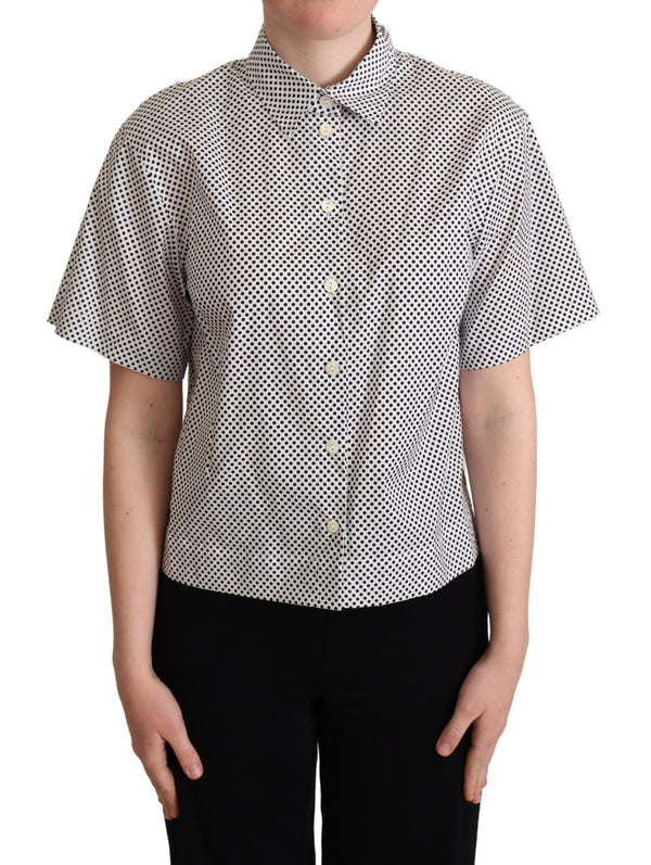 Κομψό Polka Dot Cotton Polo Top