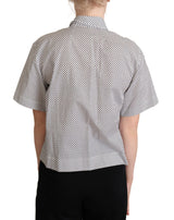 Κομψό Polka Dot Cotton Polo Top