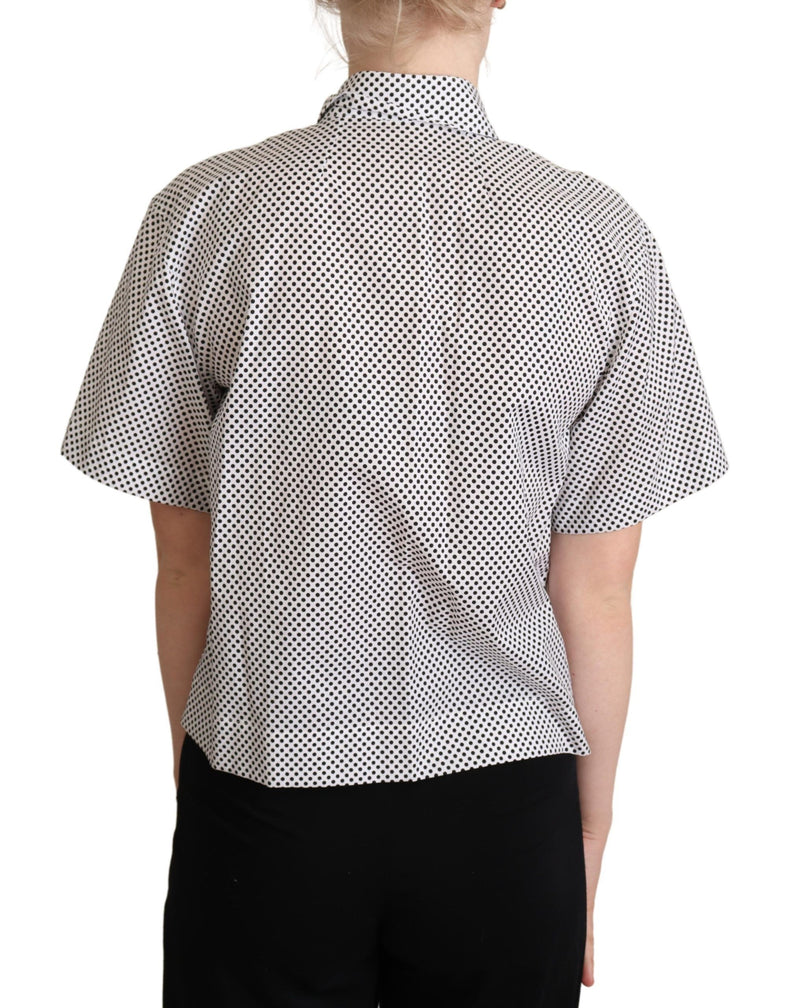 Κομψό Polka Dot Cotton Polo Top