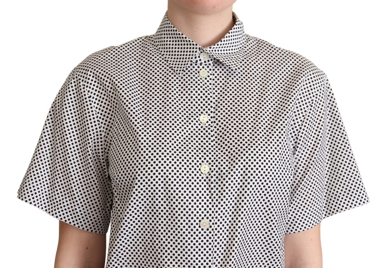 Κομψό Polka Dot Cotton Polo Top