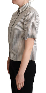 Chic Monochrome Striped Polo Shirt