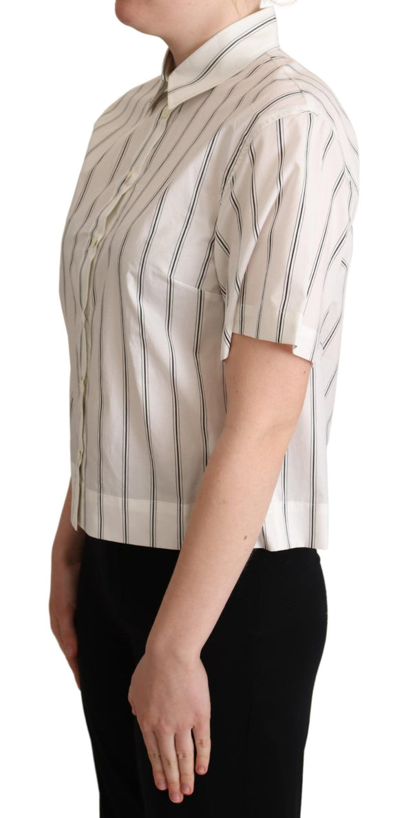 Elegant Striped Cotton Polo Top