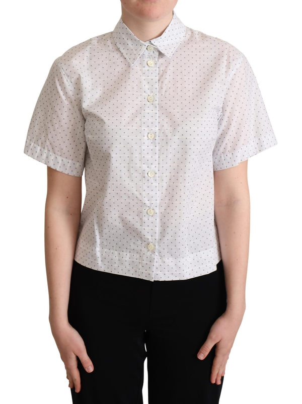 Κομψό Polka Dot Cotton Polo Top