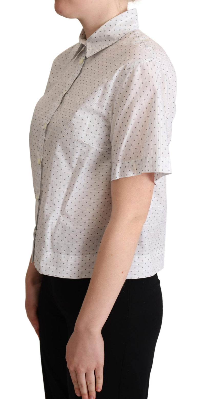 Κομψό Polka Dot Cotton Polo Top