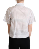 Elegant Polka Dot Cotton Polo Top