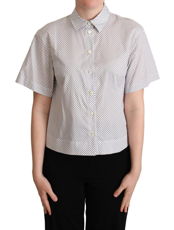 Chic Grey Polka Dot Kurzarm Polo