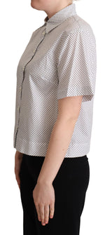 Chic Grey Polka Dot Kurzarm Polo