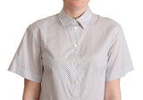 Chic Grey Polka Dot Kurzarm Polo