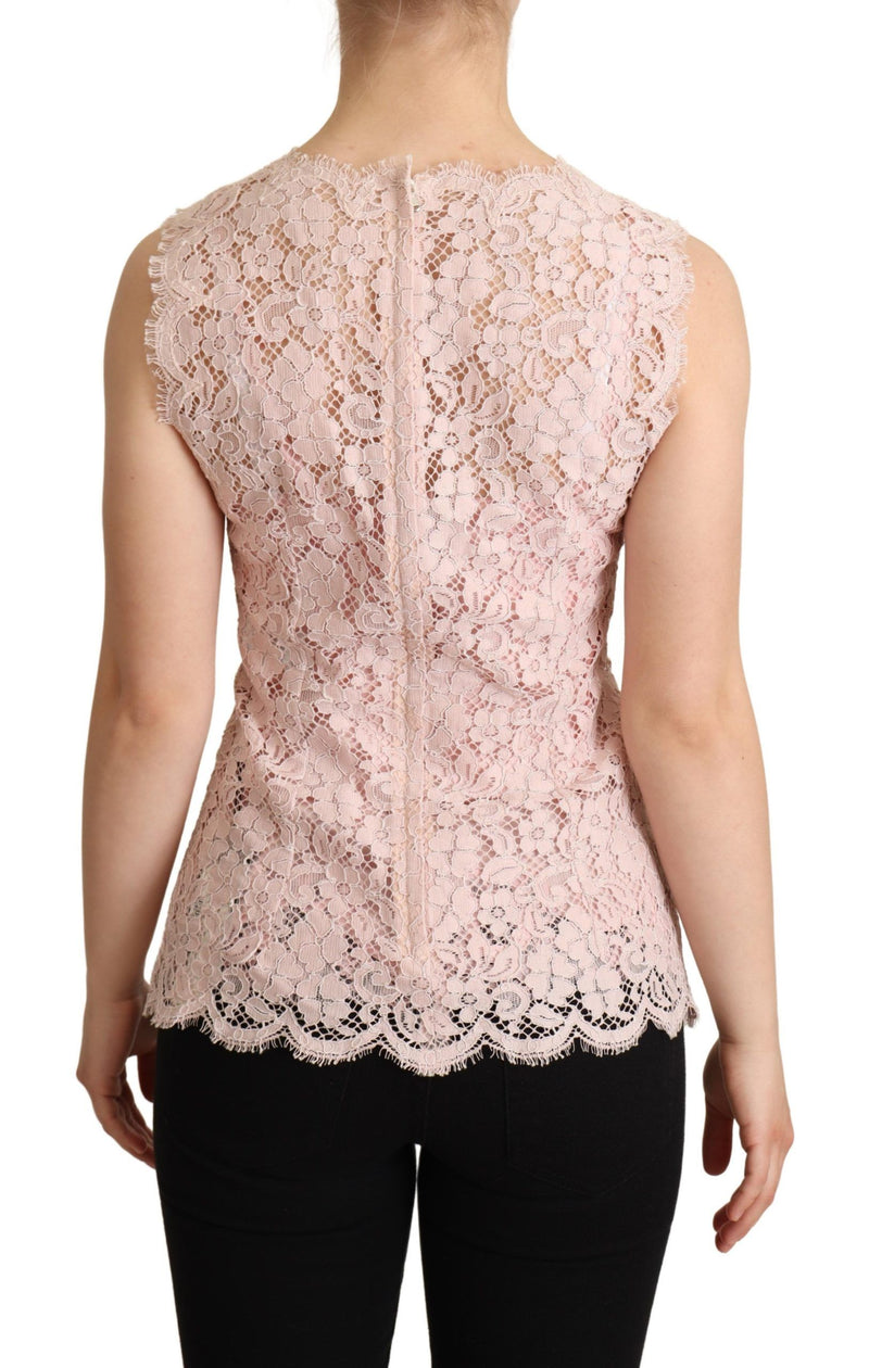 Elegante rosa Spitze ärmellose Bluse