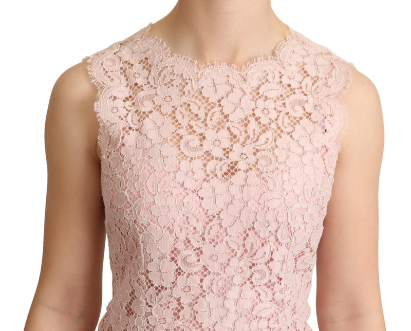 Elegant Pink Lace Sleeveless Blouse