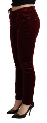 Exquisite Bordeaux Red Skinny Pants