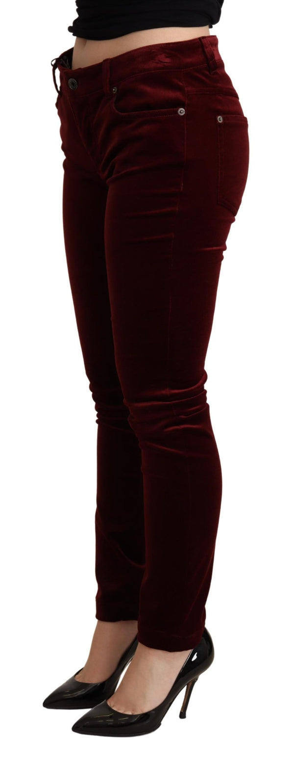 Exquisite Bordeaux rote Skinnhose