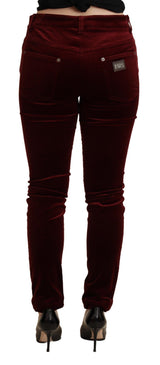 Exquisite Bordeaux rote Skinnhose