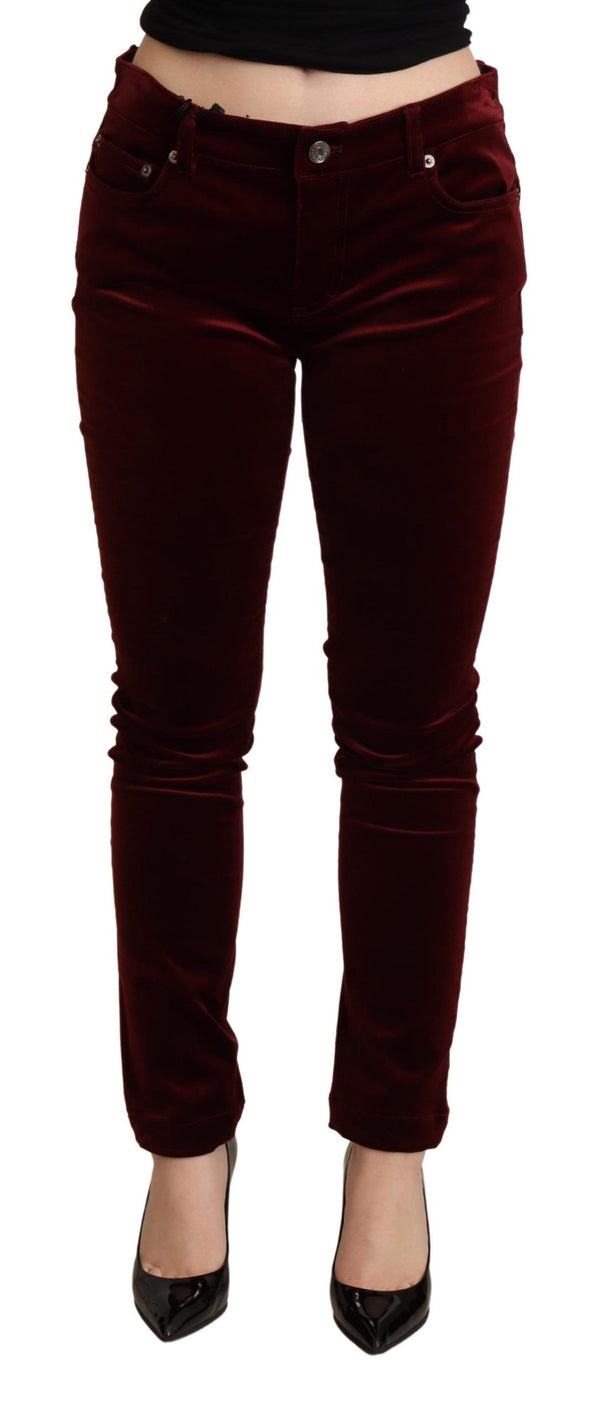 Squisiti pantaloni magri rossi bordeaux