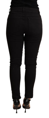 Elegante schlanke schwarze Skinny -Jeans