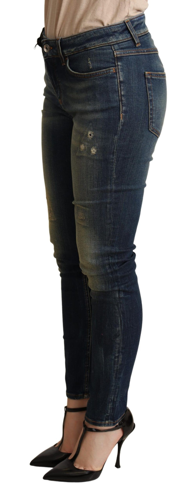 Elegante schlanke dunkelblaue Skinny-Jeans