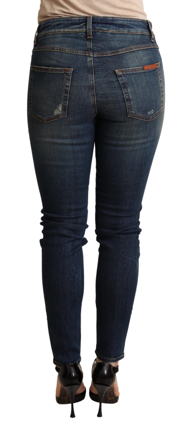 Elegante schlanke dunkelblaue Skinny-Jeans