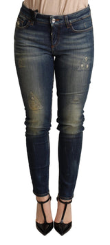 Elegante schlanke dunkelblaue Skinny-Jeans