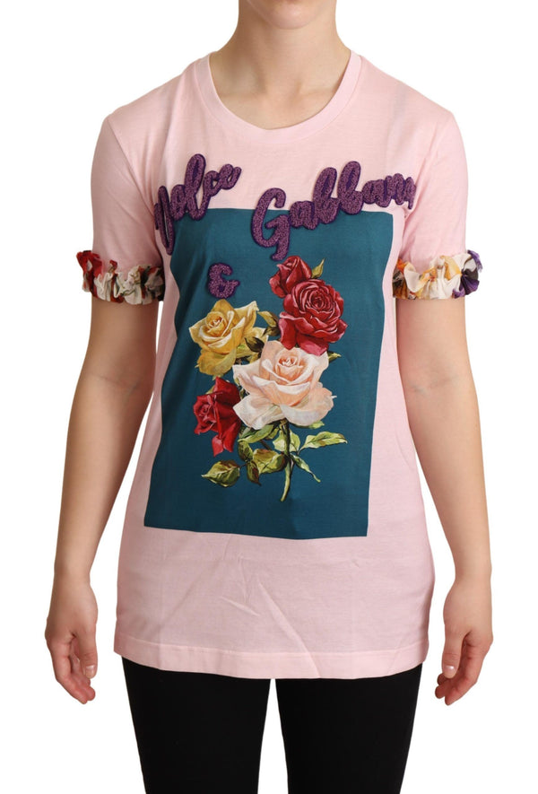 Eleganter Blumen-Rose-Applikations-T-Shirt