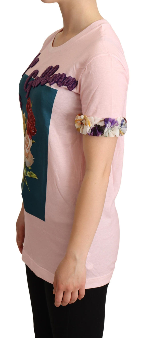 Κομψό Floral Rose Applique T-shirt