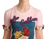 Κομψό Floral Rose Applique T-shirt