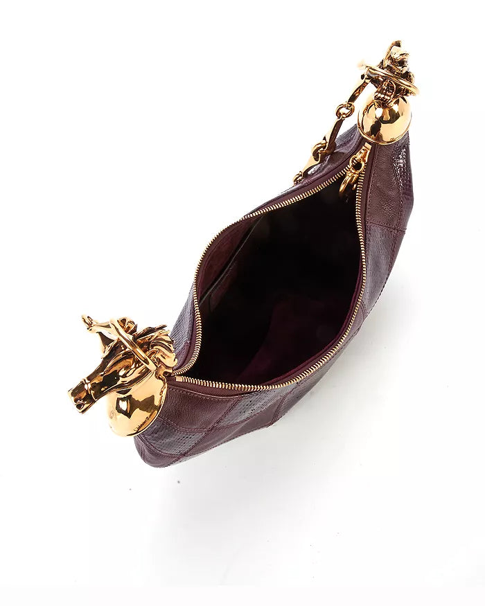 Chain Horse Checkered Leather Shoulder Bag