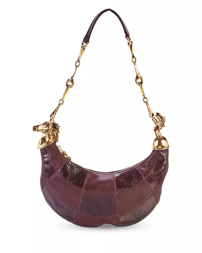 Chain Horse Checkered Leather Shoulder Bag