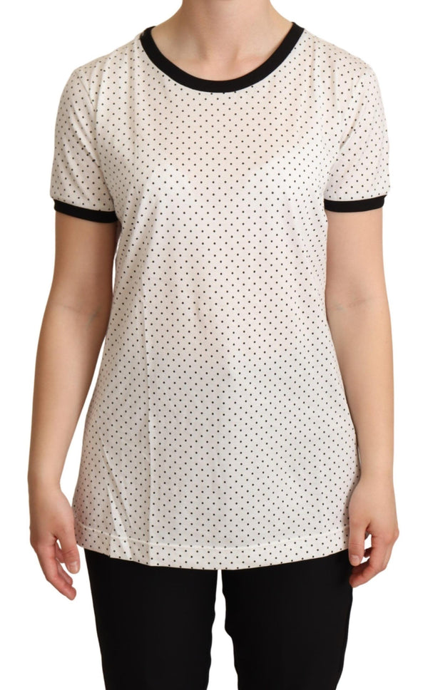 Polka Dot Crewneck -Baumwoll -T -Shirt