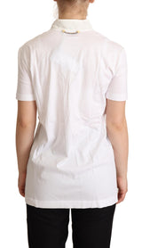 Chic White Love Motif Silk-Blend Tee