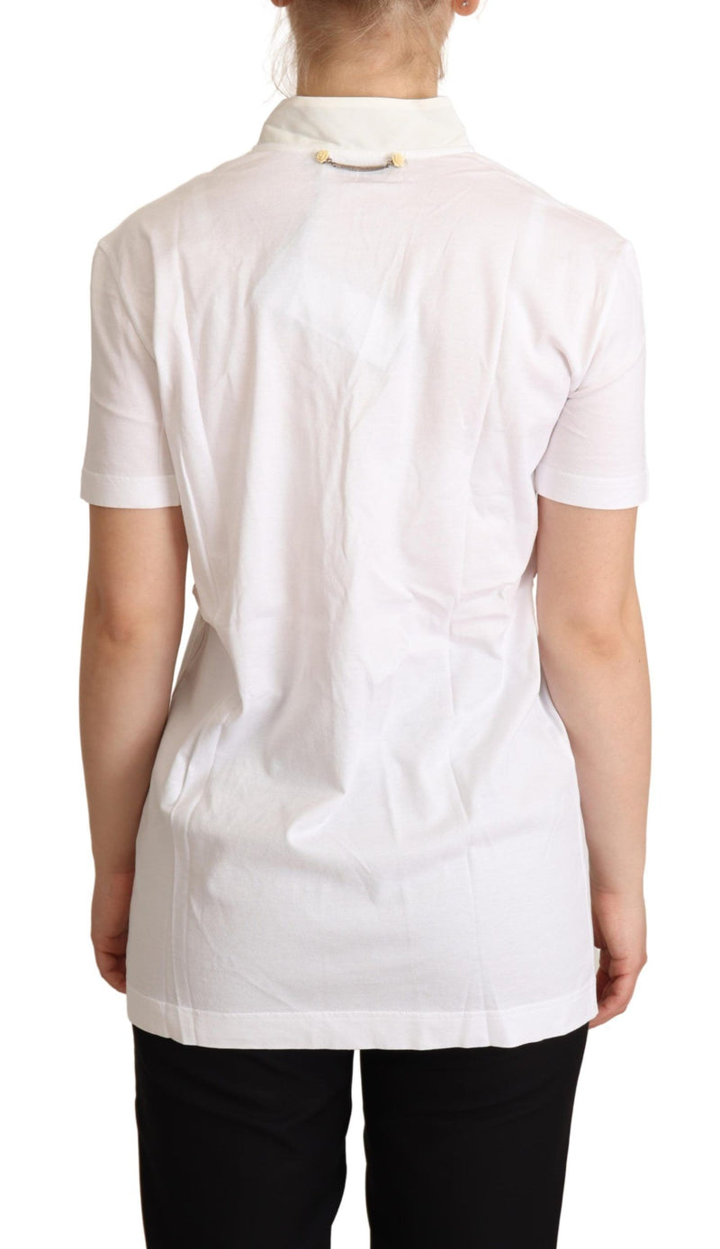 T-shirt de mélange de motif d'amour blanc chic