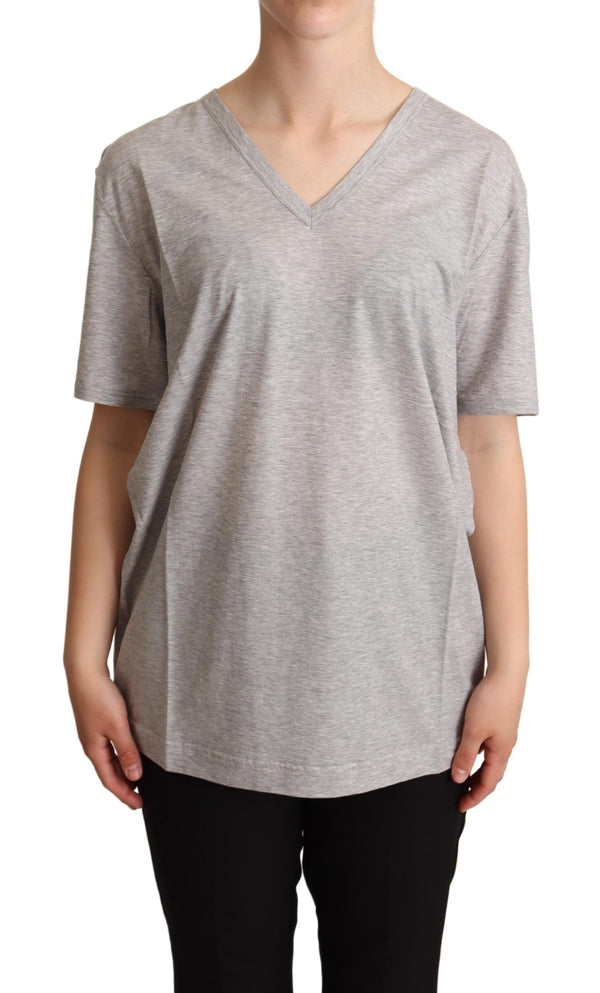 T-shirt en coton en V gris élégant