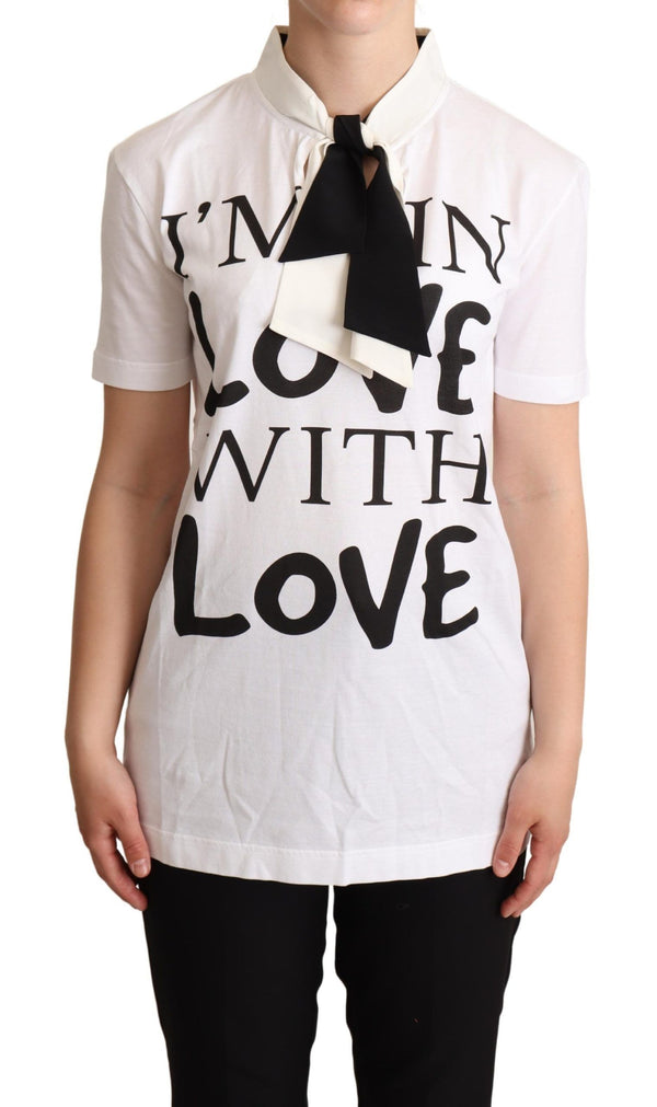 Maglietta di cotone di seta slogan chic love