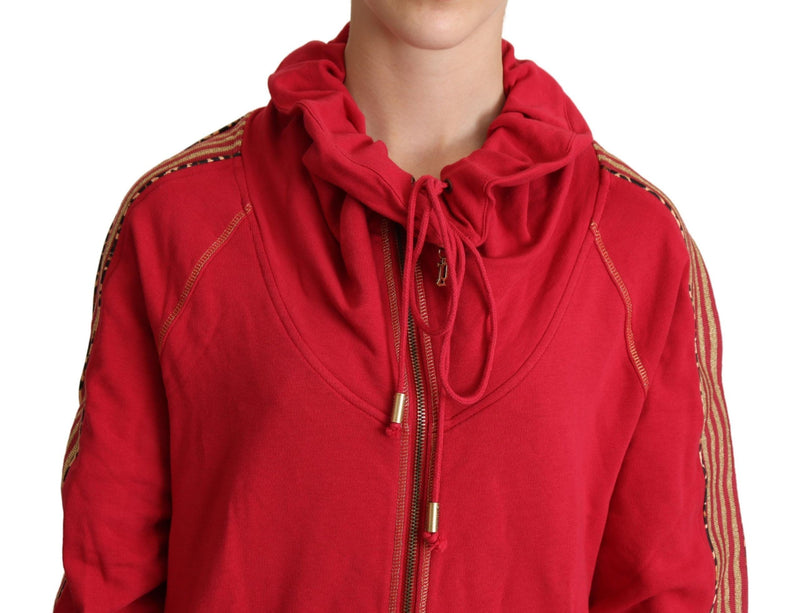 Radiant Red Cotton Full Zip Hooded Jacket