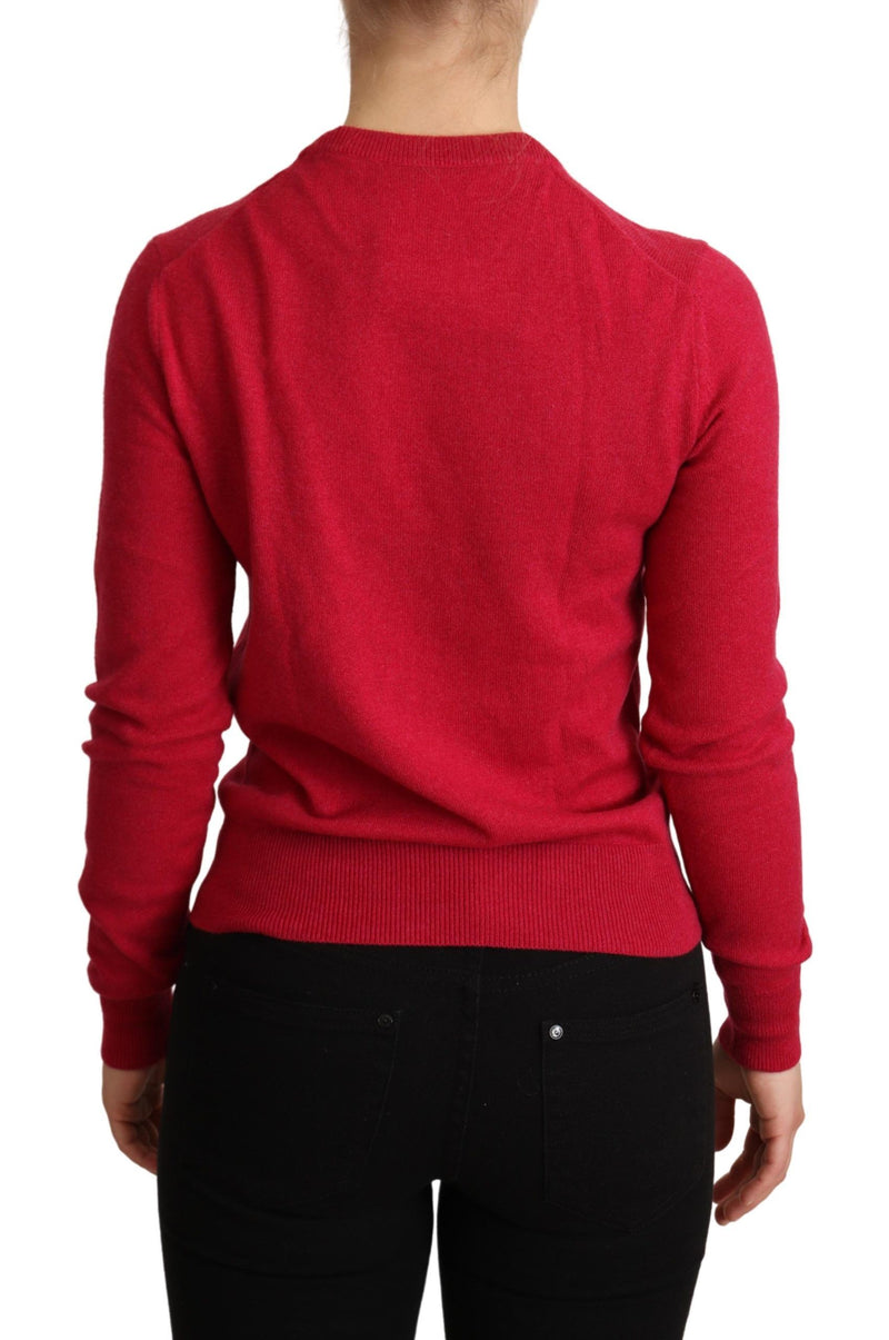 Chic Pink Cashmere Blend Crewneck Pullover