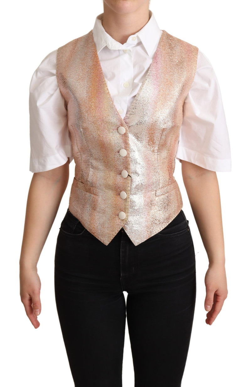 Élégant gilet d'éclat métallique rose