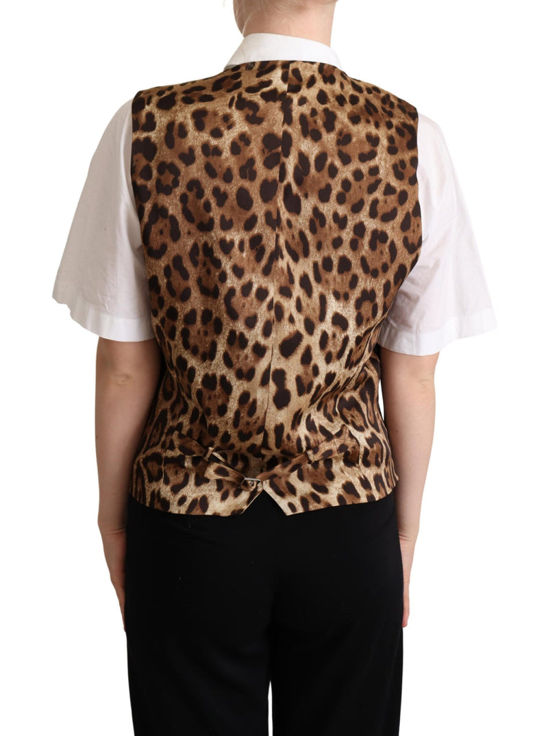 Elegante chaleco sin mangas de leopar