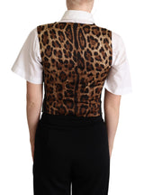 Chaleco de estampado de leopardo negro elegante