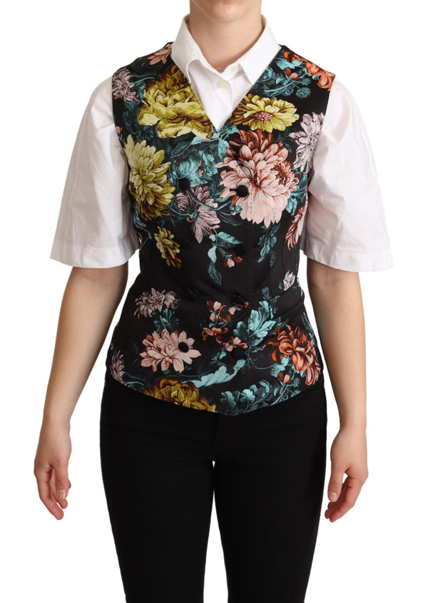 Gilet jacquard floral exquis